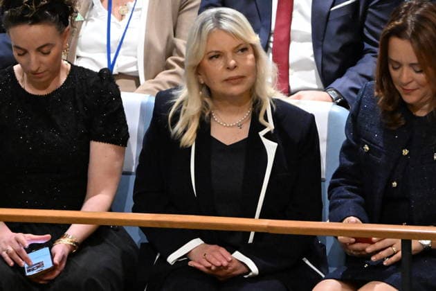NYC: 2026 Opening of the UN General Assembly Sara Netanyahu awaits the arrival of her husband, Prime Minister Benjamin Netanyhu of Israel who will speak during day 3 of the opening of the 81st Session of the United Nations General Assembly at UN Headquarters in New York, New York, USA on Thursday, 24 September, 2026. Photo by Kyle Mazza CNP ABACAPRESS.COM New York New York United States  Copyright: xCNP ABACAx