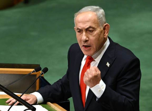 September 24, 2026, New York, New York, USA: Prime Minister Benjamin Netanyhu of Israel speaks during day 3 of the opening of the 81st Session of the United Nations General Assembly at UN Headquarters in New York, New York, USA on Thursday, 24 September, 2026 New York USA  - ZUMAs152 20260924_faa_s152_264 Copyright: xKylexMazza CNPx
