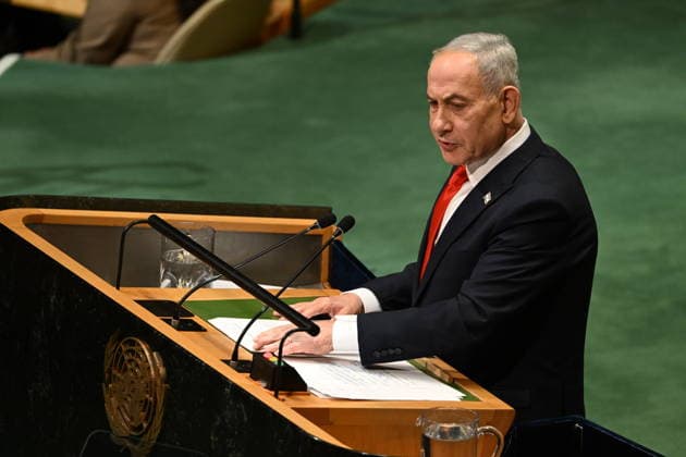 September 24, 2026, New York, New York, USA: Prime Minister Benjamin Netanyhu of Israel speaks during day 3 of the opening of the 81st Session of the United Nations General Assembly at UN Headquarters in New York, New York, USA on Thursday, 24 September, 2026 New York USA - ZUMAs152 20260924_faa_s152_293 Copyright: xKylexMazza CNPx