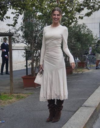 IPA88927199 - Milan, Milan Women s Fashion Week: Spring Summer 2026 2027 - Women s Fashion, Spring Summer 2026–2027, Alberta Ferretti fashion show—Pictured: Sara Pagliaroli  Copyright: xLucaxPontix xLucaPonti IpaAgencyx IPA88927199