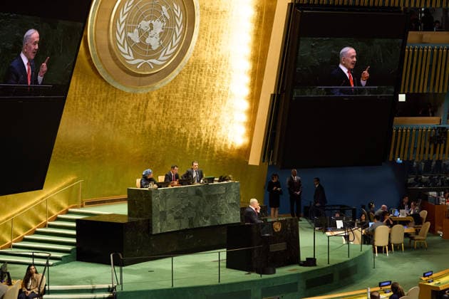 September 24, 2026, New York, New York, USA: Israeli Prime Minister Benjamin Netanyahu addresses the 81st session of the United Nations General Assembly at United Nations headquarters in New York City. New York USA - ZUMAs237 20260924_aap_s237_033 Copyright: xMarkxJ.xSullivanx