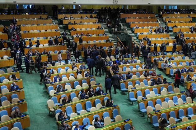 Delegates leave UN General Assembly as Netanyahu arrives to speak NEW YORK, UNITED STATES - SEPTEMBER 24: Delegates from several countries leave the room as Israeli Prime Minister Benjamin Netanyahu speaks during the 81st session of the United Nations General Assembly at UN headquarters in New York, United States, on September 24, 2026. Mehmet Eser Anadolu New York United States. Editorial use only. Please get in touch for any other usage.  Copyright: x2026xAnadoluxMehmetxEserx