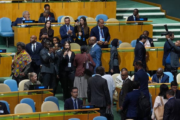 Delegates leave UN General Assembly as Netanyahu arrives to speak NEW YORK, UNITED STATES - SEPTEMBER 24: Delegates from several countries leave the room as Israeli Prime Minister Benjamin Netanyahu speaks during the 81st session of the United Nations General Assembly at UN headquarters in New York, United States, on September 24, 2026. Mehmet Eser Anadolu New York United States. Editorial use only. Please get in touch for any other usage.  Copyright: x2026xAnadoluxMehmetxEserx