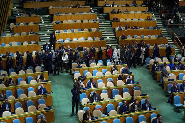 Delegates leave UN General Assembly as Netanyahu arrives to speak NEW YORK, UNITED STATES - SEPTEMBER 24: Delegates from several countries leave the room as Israeli Prime Minister Benjamin Netanyahu speaks during the 81st session of the United Nations General Assembly at UN headquarters in New York, United States, on September 24, 2026. Mehmet Eser Anadolu New York United States. Editorial use only. Please get in touch for any other usage.  Copyright: x2026xAnadoluxMehmetxEserx