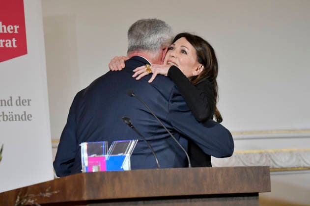 Christian Höppner und Iris Berben bei der Verleihung des Deutschen Kulturpolitikpreises 2026 an Iris Berben in der Staatsbibliothek zu Berlin. Berlin, 24.09.2026