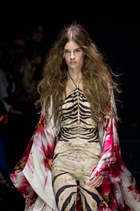 Roberto Cavalli fashion show during the Milan Fashion Week - Womenswear Spring Summer 2027 in Milan, Italy, on 24 September 2026. A model walks the runway at Roberto Cavalli fashion show during the Milan Fashion Week - Womenswear Spring Summer 2027 in Milan, Italy, on 24 September 2026., Credit:Stefano Costantino TTL Stefano Costantino Avalon Italy, Milan  Copyright: xStefanoxCostantinoxTTLx xStefanoxCostantinox xAvalonx 1137944209