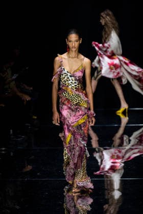 Roberto Cavalli fashion show during the Milan Fashion Week - Womenswear Spring Summer 2027 in Milan, Italy, on 24 September 2026. A model walks the runway at Roberto Cavalli fashion show during the Milan Fashion Week - Womenswear Spring Summer 2027 in Milan, Italy, on 24 September 2026., Credit:Stefano Costantino TTL Stefano Costantino Avalon Italy, Milan  Copyright: xStefanoxCostantinoxTTLx xStefanoxCostantinox xAvalonx 1137944241
