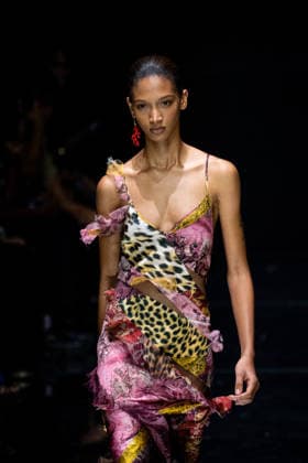 Roberto Cavalli fashion show during the Milan Fashion Week - Womenswear Spring Summer 2027 in Milan, Italy, on 24 September 2026. A model walks the runway at Roberto Cavalli fashion show during the Milan Fashion Week - Womenswear Spring Summer 2027 in Milan, Italy, on 24 September 2026., Credit:Stefano Costantino TTL Stefano Costantino Avalon Italy, Milan  Copyright: xStefanoxCostantinoxTTLx xStefanoxCostantinox xAvalonx 1137944249