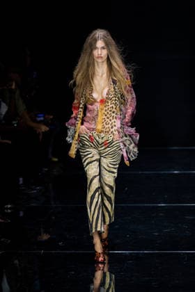 Roberto Cavalli fashion show during the Milan Fashion Week - Womenswear Spring Summer 2027 in Milan, Italy, on 24 September 2026. A model walks the runway at Roberto Cavalli fashion show during the Milan Fashion Week - Womenswear Spring Summer 2027 in Milan, Italy, on 24 September 2026., Credit:Stefano Costantino TTL Stefano Costantino Avalon Italy, Milan  Copyright: xStefanoxCostantinoxTTLx xStefanoxCostantinox xAvalonx 1137944264