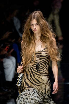 Roberto Cavalli fashion show during the Milan Fashion Week - Womenswear Spring Summer 2027 in Milan, Italy, on 24 September 2026. A model walks the runway at Roberto Cavalli fashion show during the Milan Fashion Week - Womenswear Spring Summer 2027 in Milan, Italy, on 24 September 2026., Credit:Stefano Costantino TTL Stefano Costantino Avalon Italy, Milan  Copyright: xStefanoxCostantinoxTTLx xStefanoxCostantinox xAvalonx 1137944292