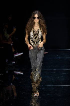 Roberto Cavalli fashion show during the Milan Fashion Week - Womenswear Spring Summer 2027 in Milan, Italy, on 24 September 2026. A model walks the runway at Roberto Cavalli fashion show during the Milan Fashion Week - Womenswear Spring Summer 2027 in Milan, Italy, on 24 September 2026., Credit:Stefano Costantino TTL Stefano Costantino Avalon Italy, Milan  Copyright: xStefanoxCostantinoxTTLx xStefanoxCostantinox xAvalonx 1137944320