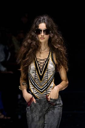 Roberto Cavalli fashion show during the Milan Fashion Week - Womenswear Spring Summer 2027 in Milan, Italy, on 24 September 2026. A model walks the runway at Roberto Cavalli fashion show during the Milan Fashion Week - Womenswear Spring Summer 2027 in Milan, Italy, on 24 September 2026., Credit:Stefano Costantino TTL Stefano Costantino Avalon Italy, Milan  Copyright: xStefanoxCostantinoxTTLx xStefanoxCostantinox xAvalonx 1137944326