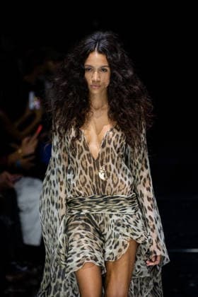 Roberto Cavalli fashion show during the Milan Fashion Week - Womenswear Spring Summer 2027 in Milan, Italy, on 24 September 2026. A model walks the runway at Roberto Cavalli fashion show during the Milan Fashion Week - Womenswear Spring Summer 2027 in Milan, Italy, on 24 September 2026., Credit:Stefano Costantino TTL Stefano Costantino Avalon Italy, Milan  Copyright: xStefanoxCostantinoxTTLx xStefanoxCostantinox xAvalonx 1137944399