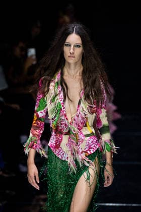 Roberto Cavalli fashion show during the Milan Fashion Week - Womenswear Spring Summer 2027 in Milan, Italy, on 24 September 2026. A model walks the runway at Roberto Cavalli fashion show during the Milan Fashion Week - Womenswear Spring Summer 2027 in Milan, Italy, on 24 September 2026., Credit:Stefano Costantino TTL Stefano Costantino Avalon Italy, Milan  Copyright: xStefanoxCostantinoxTTLx xStefanoxCostantinox xAvalonx 1137944499