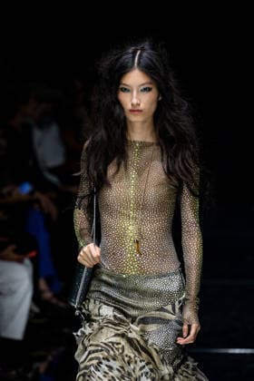 Roberto Cavalli fashion show during the Milan Fashion Week - Womenswear Spring Summer 2027 in Milan, Italy, on 24 September 2026. A model walks the runway at Roberto Cavalli fashion show during the Milan Fashion Week - Womenswear Spring Summer 2027 in Milan, Italy, on 24 September 2026., Credit:Stefano Costantino TTL Stefano Costantino Avalon Italy, Milan  Copyright: xStefanoxCostantinoxTTLx xStefanoxCostantinox xAvalonx 1137944516