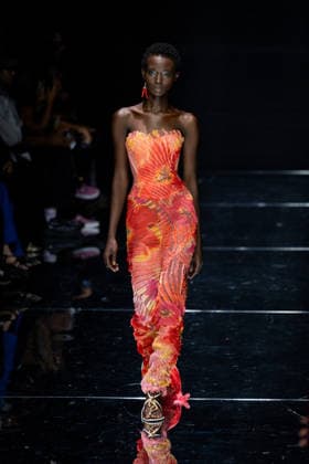 Roberto Cavalli fashion show during the Milan Fashion Week - Womenswear Spring Summer 2027 in Milan, Italy, on 24 September 2026. A model walks the runway at Roberto Cavalli fashion show during the Milan Fashion Week - Womenswear Spring Summer 2027 in Milan, Italy, on 24 September 2026., Credit:Stefano Costantino TTL Stefano Costantino Avalon Italy, Milan  Copyright: xStefanoxCostantinoxTTLx xStefanoxCostantinox xAvalonx 1137944565