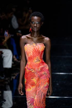 Roberto Cavalli fashion show during the Milan Fashion Week - Womenswear Spring Summer 2027 in Milan, Italy, on 24 September 2026. A model walks the runway at Roberto Cavalli fashion show during the Milan Fashion Week - Womenswear Spring Summer 2027 in Milan, Italy, on 24 September 2026., Credit:Stefano Costantino TTL Stefano Costantino Avalon Italy, Milan  Copyright: xStefanoxCostantinoxTTLx xStefanoxCostantinox xAvalonx 1137944568