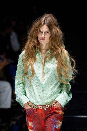 Roberto Cavalli fashion show during the Milan Fashion Week - Womenswear Spring Summer 2027 in Milan, Italy, on 24 September 2026. A model walks the runway at Roberto Cavalli fashion show during the Milan Fashion Week - Womenswear Spring Summer 2027 in Milan, Italy, on 24 September 2026., Credit:Stefano Costantino TTL Stefano Costantino Avalon Italy, Milan  Copyright: xStefanoxCostantinoxTTLx xStefanoxCostantinox xAvalonx 1137944573