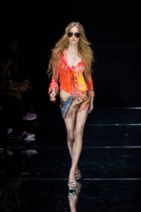 Roberto Cavalli fashion show during the Milan Fashion Week - Womenswear Spring Summer 2027 in Milan, Italy, on 24 September 2026. A model walks the runway at Roberto Cavalli fashion show during the Milan Fashion Week - Womenswear Spring Summer 2027 in Milan, Italy, on 24 September 2026., Credit:Stefano Costantino TTL Stefano Costantino Avalon Italy, Milan  Copyright: xStefanoxCostantinoxTTLx xStefanoxCostantinox xAvalonx 1137944583
