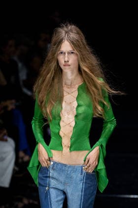 Roberto Cavalli fashion show during the Milan Fashion Week - Womenswear Spring Summer 2027 in Milan, Italy, on 24 September 2026. A model walks the runway at Roberto Cavalli fashion show during the Milan Fashion Week - Womenswear Spring Summer 2027 in Milan, Italy, on 24 September 2026., Credit:Stefano Costantino TTL Stefano Costantino Avalon Italy, Milan  Copyright: xStefanoxCostantinoxTTLx xStefanoxCostantinox xAvalonx 1137944543