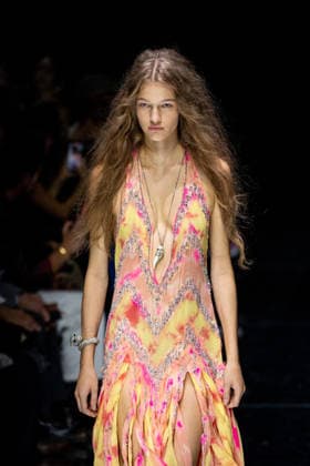 Roberto Cavalli fashion show during the Milan Fashion Week - Womenswear Spring Summer 2027 in Milan, Italy, on 24 September 2026. A model walks the runway at Roberto Cavalli fashion show during the Milan Fashion Week - Womenswear Spring Summer 2027 in Milan, Italy, on 24 September 2026., Credit:Stefano Costantino TTL Stefano Costantino Avalon Italy, Milan  Copyright: xStefanoxCostantinoxTTLx xStefanoxCostantinox xAvalonx 1137944591