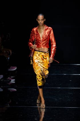 Roberto Cavalli fashion show during the Milan Fashion Week - Womenswear Spring Summer 2027 in Milan, Italy, on 24 September 2026. A model walks the runway at Roberto Cavalli fashion show during the Milan Fashion Week - Womenswear Spring Summer 2027 in Milan, Italy, on 24 September 2026., Credit:Stefano Costantino TTL Stefano Costantino Avalon Italy, Milan  Copyright: xStefanoxCostantinoxTTLx xStefanoxCostantinox xAvalonx 1137944601