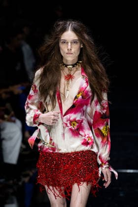 Roberto Cavalli fashion show during the Milan Fashion Week - Womenswear Spring Summer 2027 in Milan, Italy, on 24 September 2026. A model walks the runway at Roberto Cavalli fashion show during the Milan Fashion Week - Womenswear Spring Summer 2027 in Milan, Italy, on 24 September 2026., Credit:Stefano Costantino TTL Stefano Costantino Avalon Italy, Milan  Copyright: xStefanoxCostantinoxTTLx xStefanoxCostantinox xAvalonx 1137944548