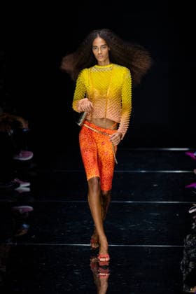 Roberto Cavalli fashion show during the Milan Fashion Week - Womenswear Spring Summer 2027 in Milan, Italy, on 24 September 2026. A model walks the runway at Roberto Cavalli fashion show during the Milan Fashion Week - Womenswear Spring Summer 2027 in Milan, Italy, on 24 September 2026., Credit:Stefano Costantino TTL Stefano Costantino Avalon Italy, Milan  Copyright: xStefanoxCostantinoxTTLx xStefanoxCostantinox xAvalonx 1137944551
