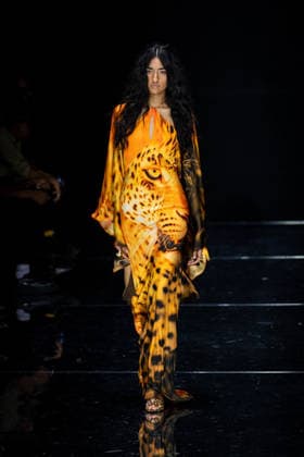 Roberto Cavalli fashion show during the Milan Fashion Week - Womenswear Spring Summer 2027 in Milan, Italy, on 24 September 2026. A model walks the runway at Roberto Cavalli fashion show during the Milan Fashion Week - Womenswear Spring Summer 2027 in Milan, Italy, on 24 September 2026., Credit:Stefano Costantino TTL Stefano Costantino Avalon Italy, Milan  Copyright: xStefanoxCostantinoxTTLx xStefanoxCostantinox xAvalonx 1137944612