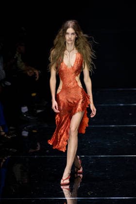 Roberto Cavalli fashion show during the Milan Fashion Week - Womenswear Spring Summer 2027 in Milan, Italy, on 24 September 2026. A model walks the runway at Roberto Cavalli fashion show during the Milan Fashion Week - Womenswear Spring Summer 2027 in Milan, Italy, on 24 September 2026., Credit:Stefano Costantino TTL Stefano Costantino Avalon Italy, Milan  Copyright: xStefanoxCostantinoxTTLx xStefanoxCostantinox xAvalonx 1137944618