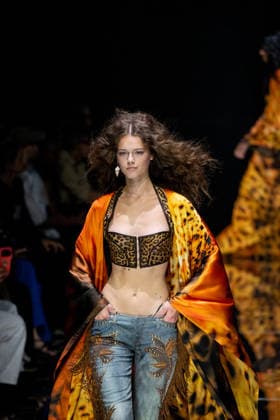 Roberto Cavalli fashion show during the Milan Fashion Week - Womenswear Spring Summer 2027 in Milan, Italy, on 24 September 2026. A model walks the runway at Roberto Cavalli fashion show during the Milan Fashion Week - Womenswear Spring Summer 2027 in Milan, Italy, on 24 September 2026., Credit:Stefano Costantino TTL Stefano Costantino Avalon Italy, Milan  Copyright: xStefanoxCostantinoxTTLx xStefanoxCostantinox xAvalonx 1137944631