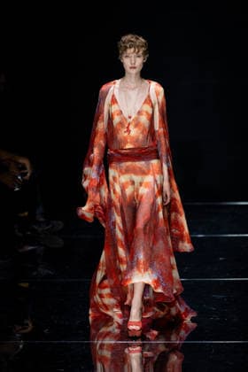 Roberto Cavalli fashion show during the Milan Fashion Week - Womenswear Spring Summer 2027 in Milan, Italy, on 24 September 2026. A model walks the runway at Roberto Cavalli fashion show during the Milan Fashion Week - Womenswear Spring Summer 2027 in Milan, Italy, on 24 September 2026., Credit:Stefano Costantino TTL Stefano Costantino Avalon Italy, Milan  Copyright: xStefanoxCostantinoxTTLx xStefanoxCostantinox xAvalonx 1137944640