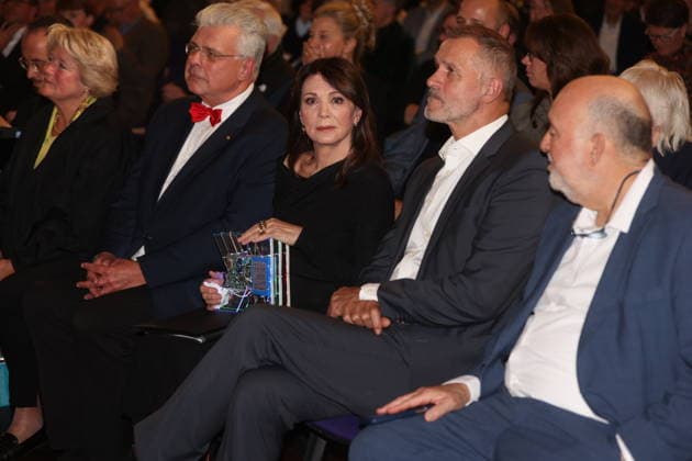 Monika Grütters, Christian Höppner, Iris Berben, Heiko Kiesow und Ron Prosor bei der Verleihung des Deutschen Kulturpolitikpreises 2026 an Iris Berben in der Staatsbibliothek zu Berlin. Berlin, 24.09.2026 Copyright: xAgenturxMatthiasxWehnertx xM.xGränzdörferx