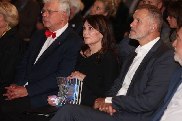 Christian Höppner, Iris Berben, Heiko Kiesow und Ron Prosor bei der Verleihung des Deutschen Kulturpolitikpreises 2026 an Iris Berben in der Staatsbibliothek zu Berlin. Berlin, 24.09.2026 Copyright: xAgenturxMatthiasxWehnertx xM.xGränzdörferx