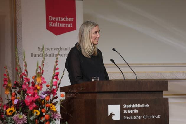 Marion Ackermann bei der Verleihung des Deutschen Kulturpolitikpreises 2026 an Iris Berben in der Staatsbibliothek zu Berlin. Berlin, 24.09.2026 Copyright: xAgenturxMatthiasxWehnertx xM.xGränzdörferx