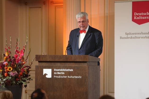 Christian Höppner bei der Verleihung des Deutschen Kulturpolitikpreises 2026 an Iris Berben in der Staatsbibliothek zu Berlin. Berlin, 24.09.2026 Copyright: xAgenturxMatthiasxWehnertx xM.xGränzdörferx