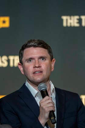 September 24, 2026, Austin, Tx, United States: Democratic candidate for U.S. Senate JAMES TALARICO gives the audience the realities of running against Ken Paxton (not shown) in a hotly-contested Senate race during the first day of presentations at the 2026 Texas Tribune Festival in downtown Austin on September 24, 2026. Austin United States  - ZUMAd150 20260924_znp_d150_022 Copyright: xBobxDaemmrichx