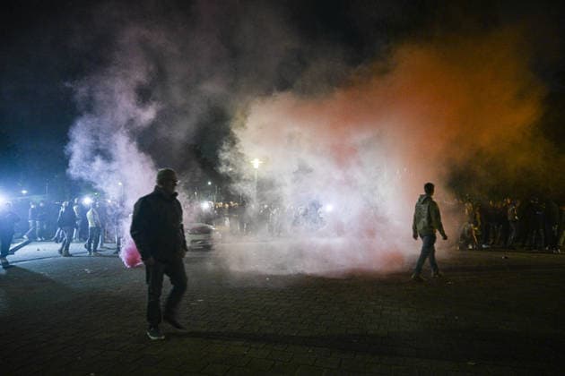 Seven arrested as unrest erupts during anti-asylum center protest in Netherlands KESTEREN, NETHERLANDS - SEPTEMBER 24: Police intervene as unrest erupts during a protest against an asylum seekers center in Kesteren, Gelderland, Netherlands, on September 24, 2026, with seven people arrested, including three for resisting arrest and four in connection with fireworks. Mouneb Taim Anadolu Kesteren Netherlands. Editorial use only. Please get in touch for any other usage.  Copyright: x2026xAnadoluxMounebxTaimx