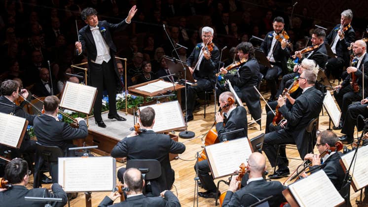 Opening concert of the 100th season of the Prague Radio Symphony Orchestra (SOCR) under the baton of its new chief conductor, Eliase Grandy, left, took place in Prague, Czech Republic, on September 24, 2026. (CTKxPhoto MichalxKamaryt) CTKPhotoP2026092410473  CTKPhotoP2026092410473