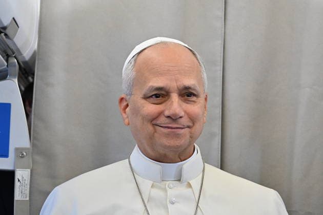 Italy-Press Conference-2026 09 25 Italy,In Flight ,Vatican 2026 09 25 Pope Leo XIV during the press conference aboard the papal Flight to France for his apostolic journey. Photographer Alessia Giuliani Catholipressphoto EDITORIAL USE ONLY - NO BOOKS Copyright: xx