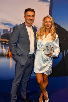 ABB GUERLAIN- Dagi Bee und Eugen Kazakov zu Gast bei der Feier Event des Launch der Marke Maision Guerlain im Lofthouse am 24.09.2026 in Duesseldorf - Guerlain ist ein franzoesischer Kosmetikkonzern NRW Deutschland