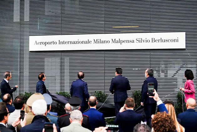 IPA88950474 - September 25, 2026, Varese: Ceremony to name Milan Malpensa Airport after Silvio Berlusconi. Pictured: Attilio Fontana, Paolo Berlusconi, Ignazio La Russa, Matteo Salvini, Carlo Mearelli, Michaela Castelli  Copyright: xEmanuelexDexCarlix xEmanuelexDexCarlix IPA88950474