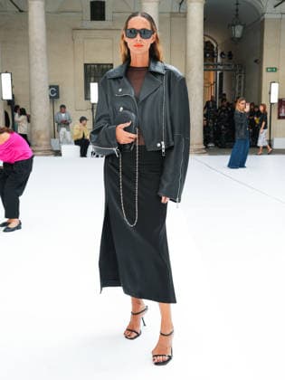 IPA88951380 - Milan, Milan Women™s Fashion Week Spring Summer 2027 - Women™s Fashion, Spring Summer 2027 - SPORTMAX fashion show - guests pictured: Candela Pelizza  Copyright: xRiccardoxGiordanox xRiccardoxGiordanox IPA88951380