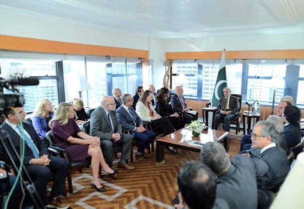 September 25, 2026, Pakistan: Prime Minister of Pakistan Muhammad Shehbaz Sharif Meets with Delegation from Business Council for International Understanding and US-Pakistan Business Council in New York Pakistan  - ZUMAas3_ 20260925_zaf_as3_020 Copyright: xPPIx
