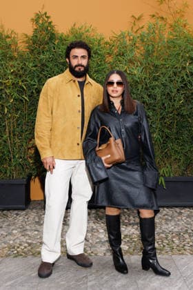 IPA88955147 - Milan, Milan Women™s Fashion Week Spring Summer 2027 - Women™s Fashion, Spring Summer 2027 - Tod™s fashion show - guests - Pictured: Alexander Uloom and Rahma Mezher  Copyright: xCinziaxCamelax xx IPA88955147