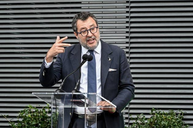 September 25, 2026, Milan Ferno - Somma Lombardo, Va, Italy: Matteo Salvini speaks at the ceremony naming Malpensa Airport after Berlusconi. Milan Malpensa Silvio Berlusconi International Airport. September 25, 2026 Ferno - Somma Lombardo Milan Ferno - Somma Lombardo Italy  - ZUMAa289 20260925_zia_a289_125 Copyright: xNicolaxMarfisix xAgfx
