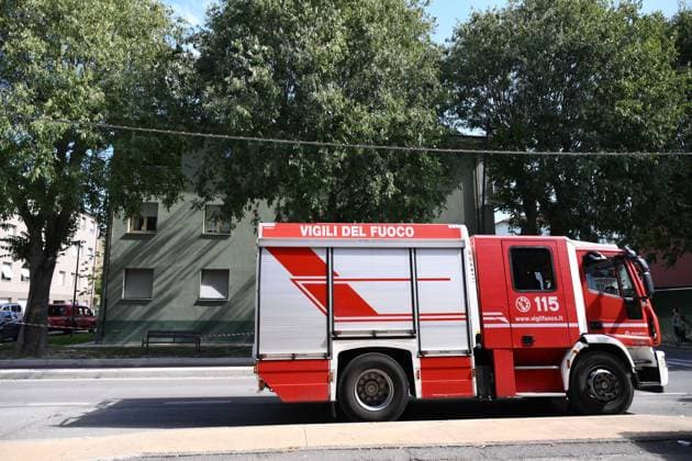 September 25, 2026, Lucca, Lucca, Italy: A building caught fire overnight, killing two people in San Vito a Lucca. The building is uninhabitable, with 16 people evacuated. Firefighters are pictured on site, Lucca, September 25, 2026. Lucca Italy  - ZUMAa289 20260925_zia_a289_247 Copyright: xAgfx