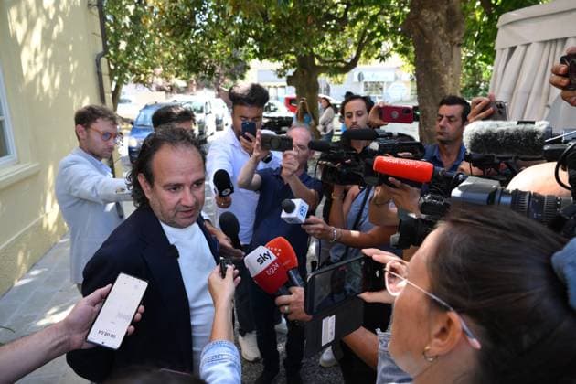 September 25, 2026, Lucca, Lucca, Italy: Salvadore Bartolomei, councilor for security, speaks at the press conference at Villa Pardini, a social facility designated to accommodate those affected by the fire at the building that caught fire last night, killing two people in San Vito a Lucca. The building is uninhabitable, with 16 people evacuated, Lucca, September 25, 2026. Lucca Italy - ZUMAa289 20260925_zia_a289_293 Copyright: xStefanoxDallexLuchex xAgfx