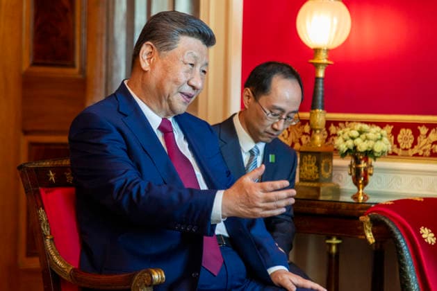Chinese President Xi Jinping delivers remarks during a tea with First Lady of China Peng Liyuan, First Lady Melania Trump and President Donald Trump in the Red Room at the White House in Washington DC on Friday, September 25, 2026.  WAX20260925709 SHAWNxTHEW
