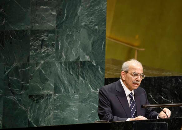 President of the Council of Ministers of Lebanon Nawaf Salam speaks at the UN General Assembly 81st session General Debate in UN General Assembly Hall at the United Nations Headquarters on Friday, September 25, 2026 in New York City.  NYP20260925108 JOHNxANGELILLO